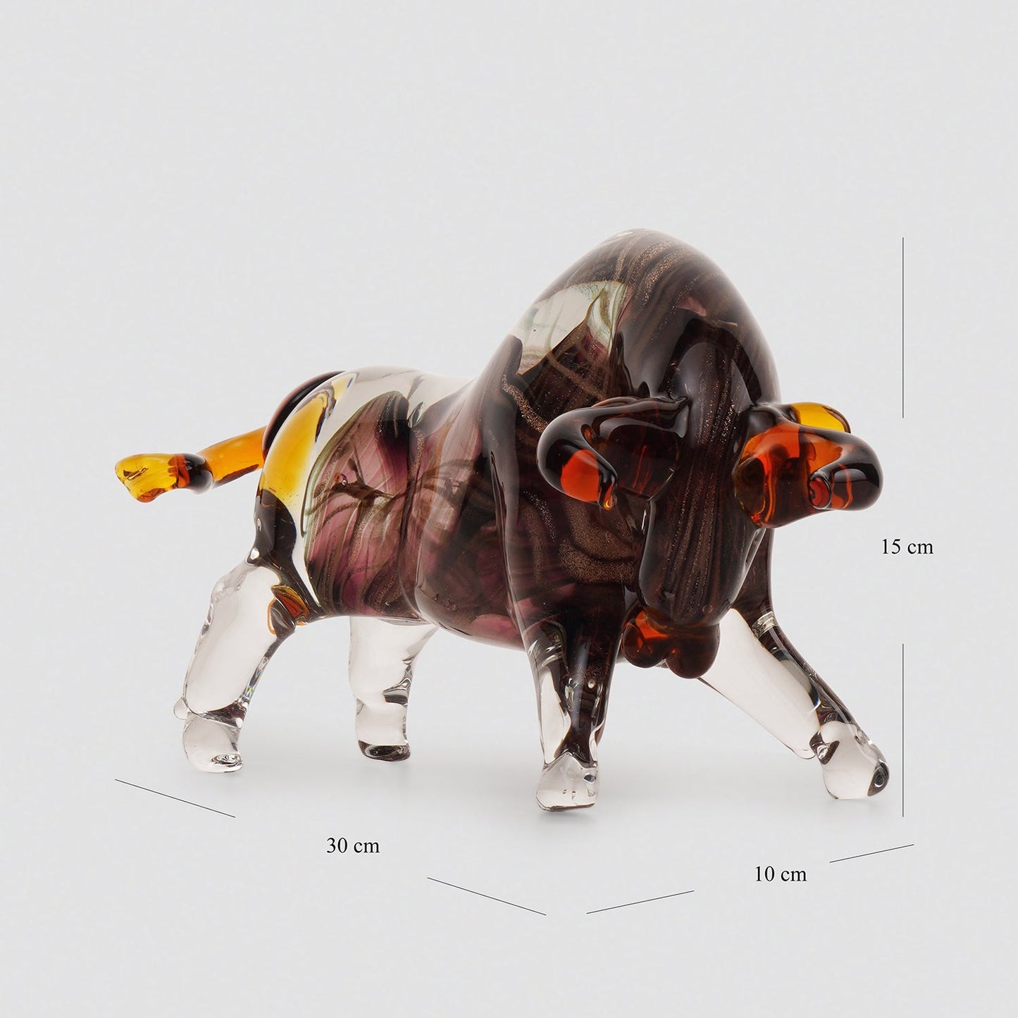 Dark Brown Handblown Glass Bull