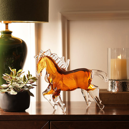 Amber Ombre Glass Horse Animal Figurine
