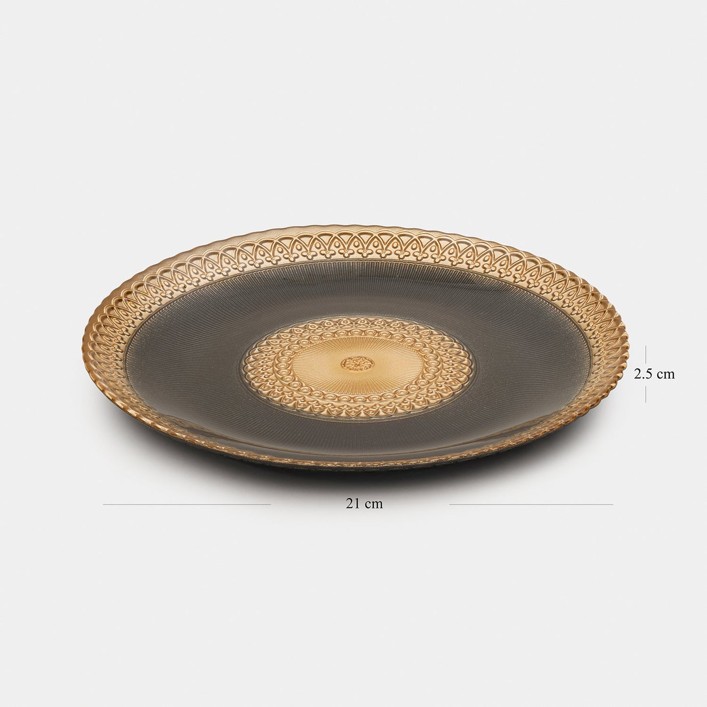 Set of 2 Charcoal Embellished Glass Dinner Plates