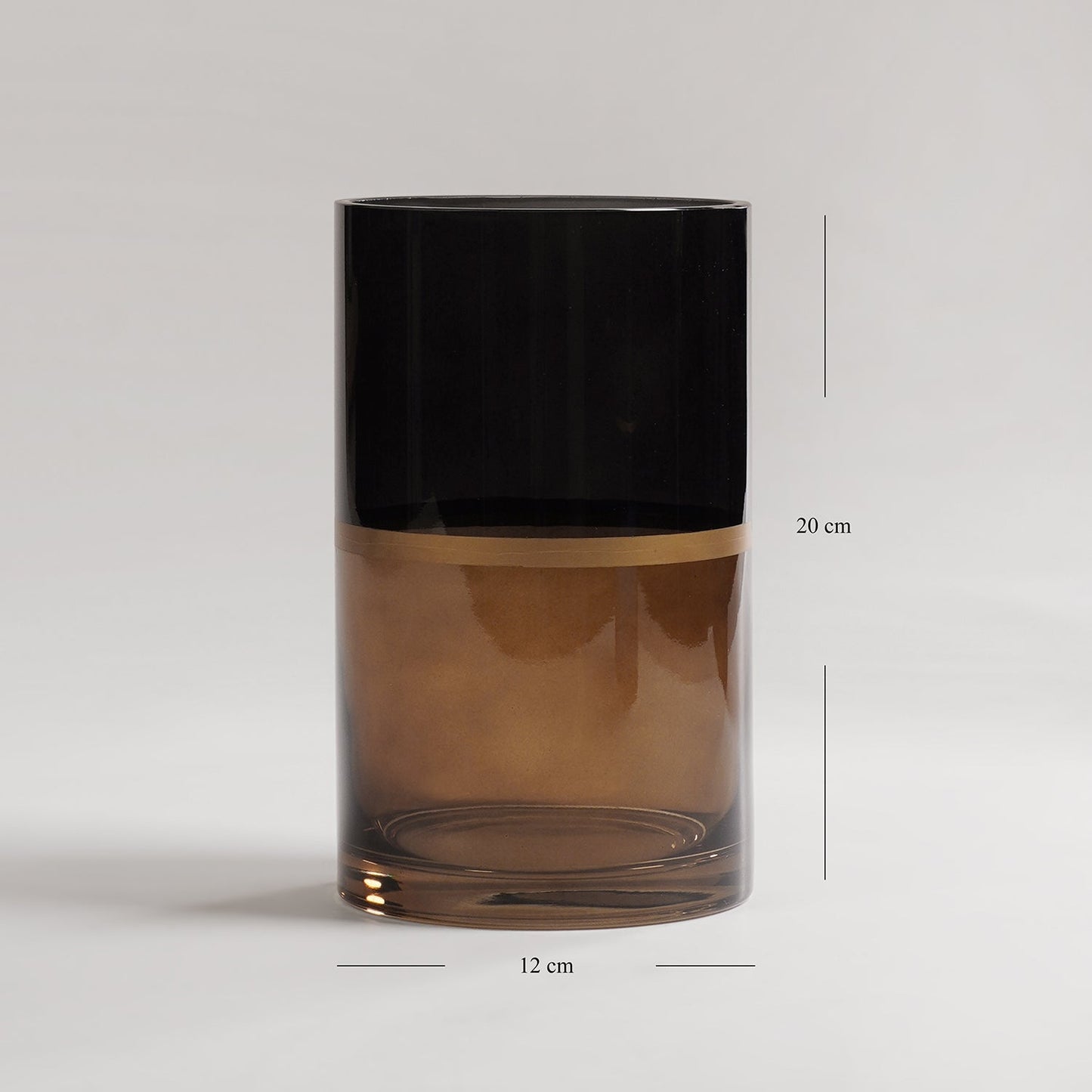 Brown & Black Two Tone Cylindrical Glass Vase