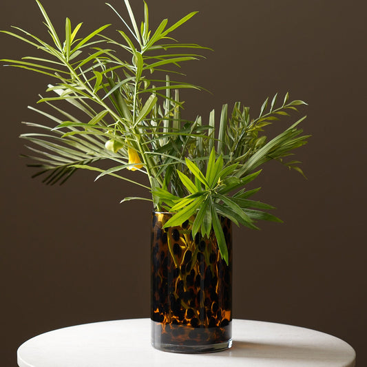 Brown Tortoiseshell Pattern Glass Vase - Small