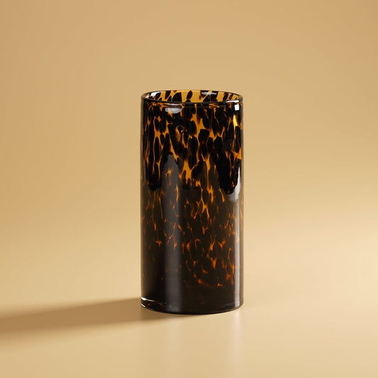 Brown Tortoiseshell Pattern Glass Vase - Large