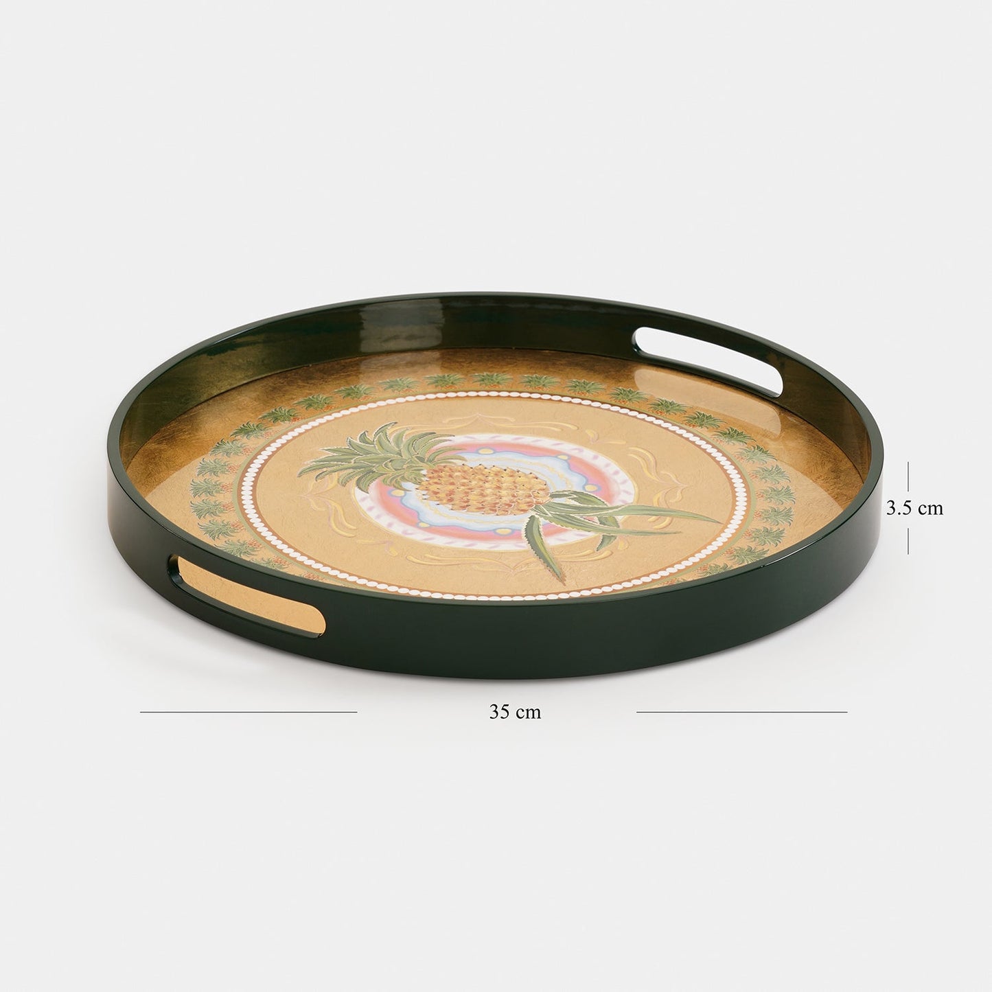 Gold Pineapple MDF Round Serving Tray