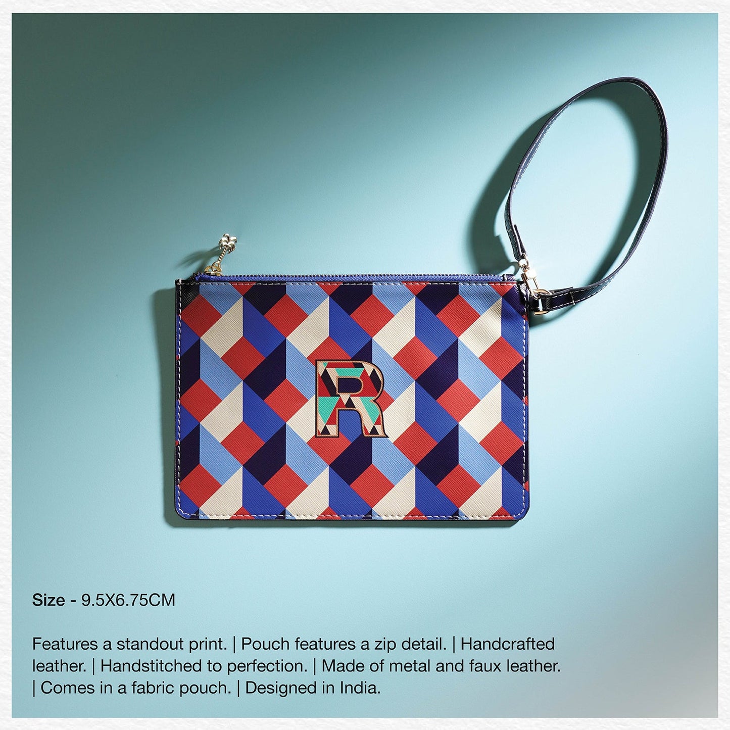 Blue & Peach M Flat Travel Pouch