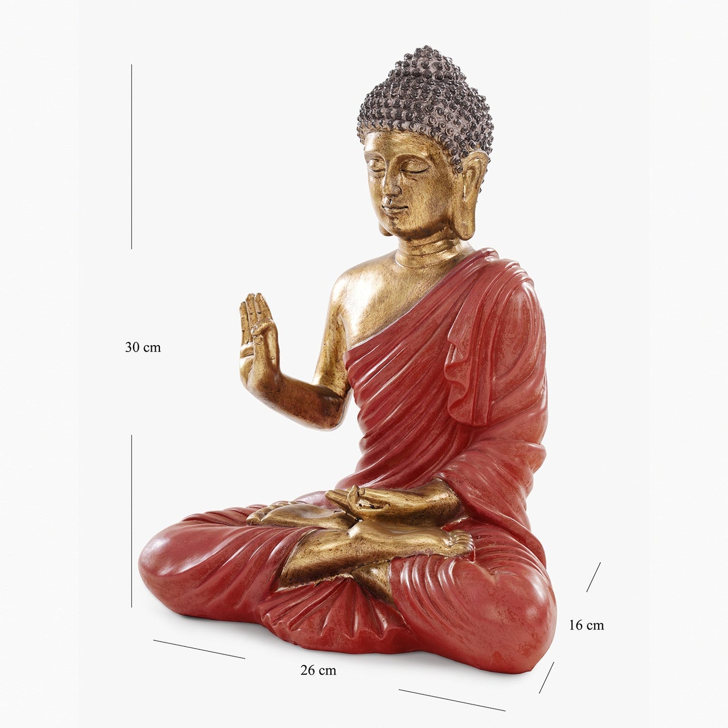 Dark Red Antique Gold Polyresin Sitting Buddha - Large