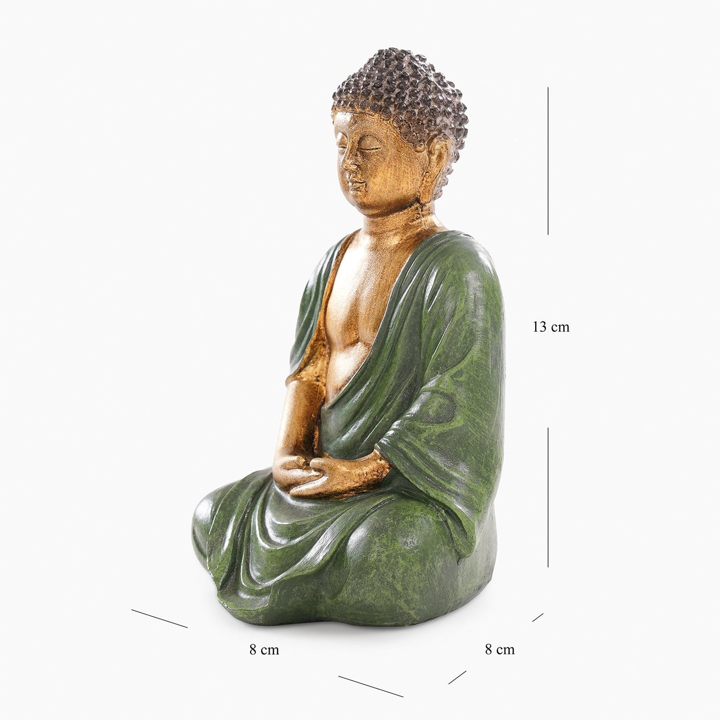 Dark Green Antique Gold Polyresin Sitting Buddha - Small
