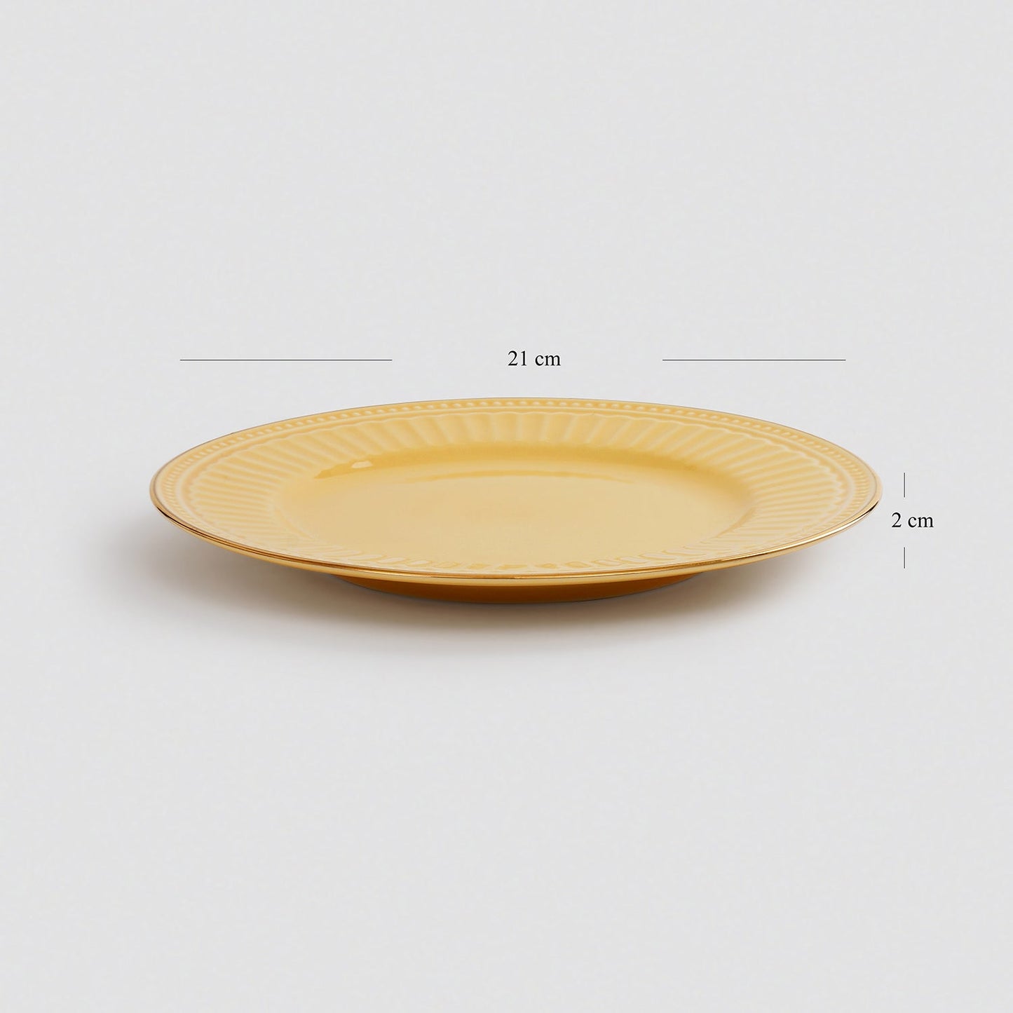 Set of 2 Yellow Ceramic Dessert Plates