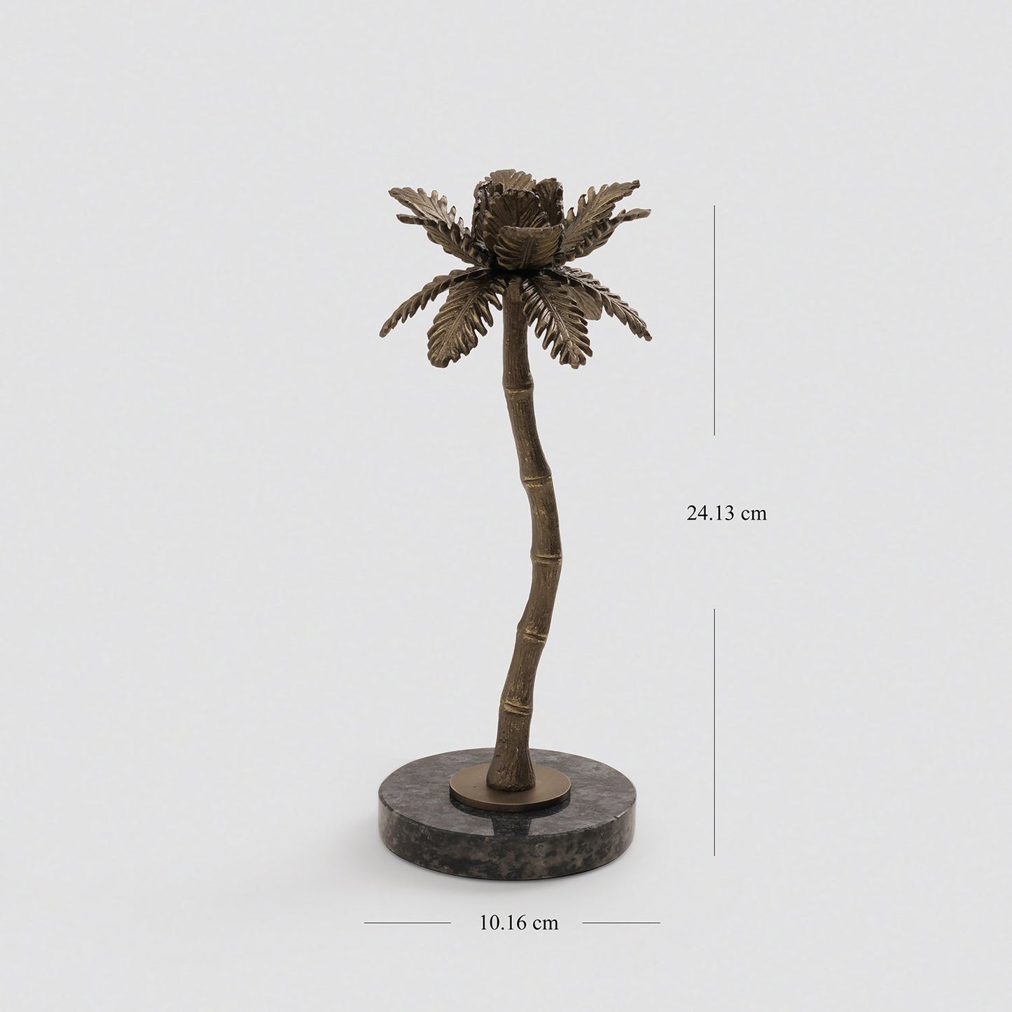 Brown Bronze Finish Palm Tree Candle Holder - Large
