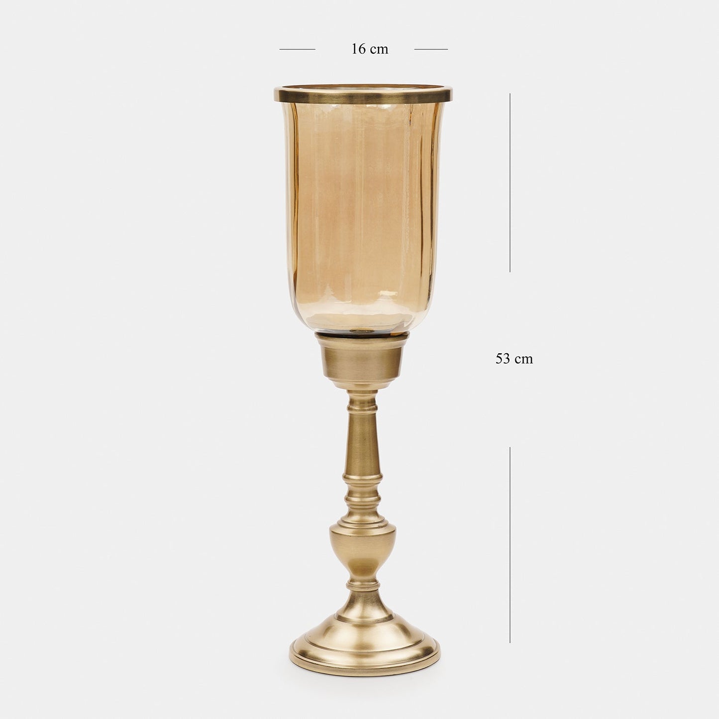 Amber Glass Hurricane Candle Holder