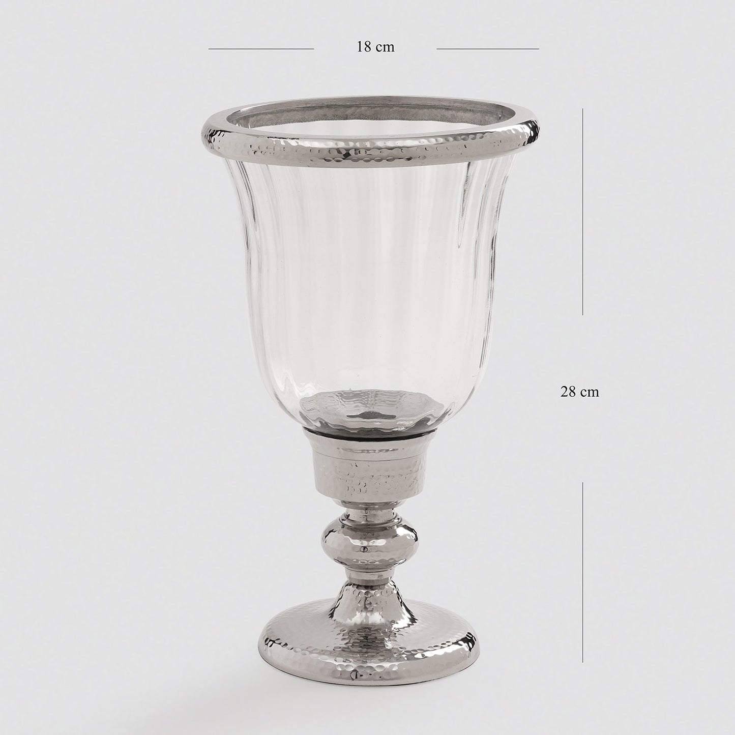 Silver Hammered Hurricane Candle Holder