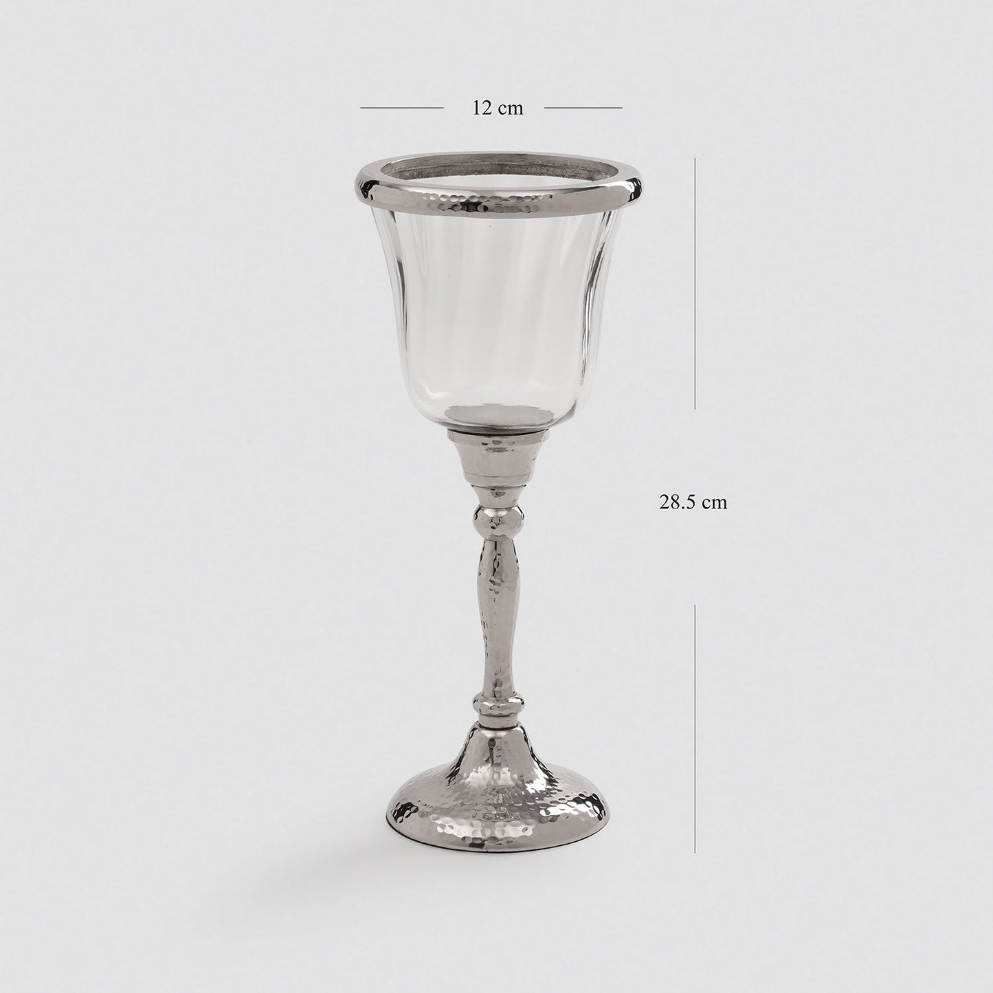 Silver Hurricane Candle Holder With Stand - Small