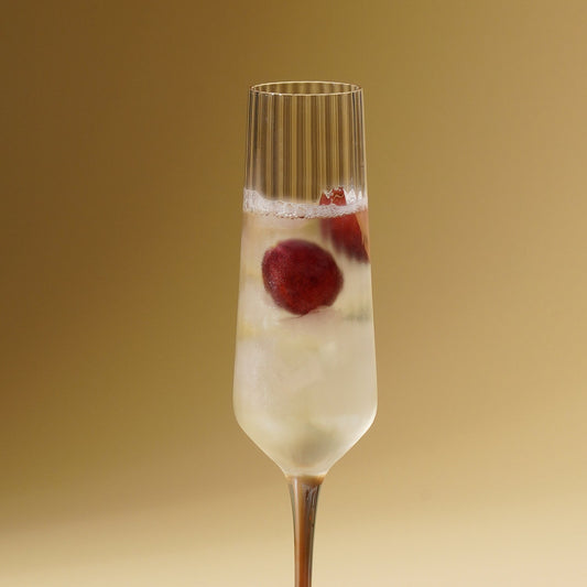 Set of 2 Amber Ombre Ribbed Texture Champagne Flutes