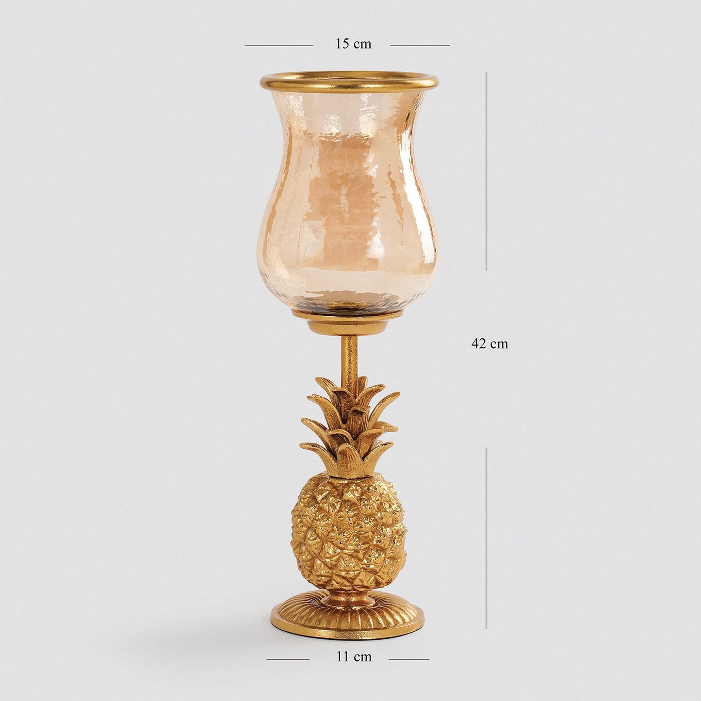 Gold Pineapple Hurricane Candle Holder