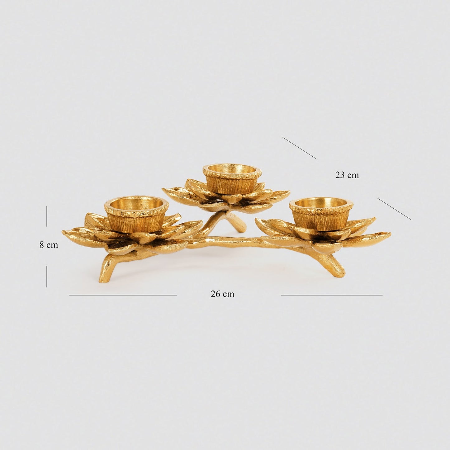 Gold 3 Arm Flower Candle Holder