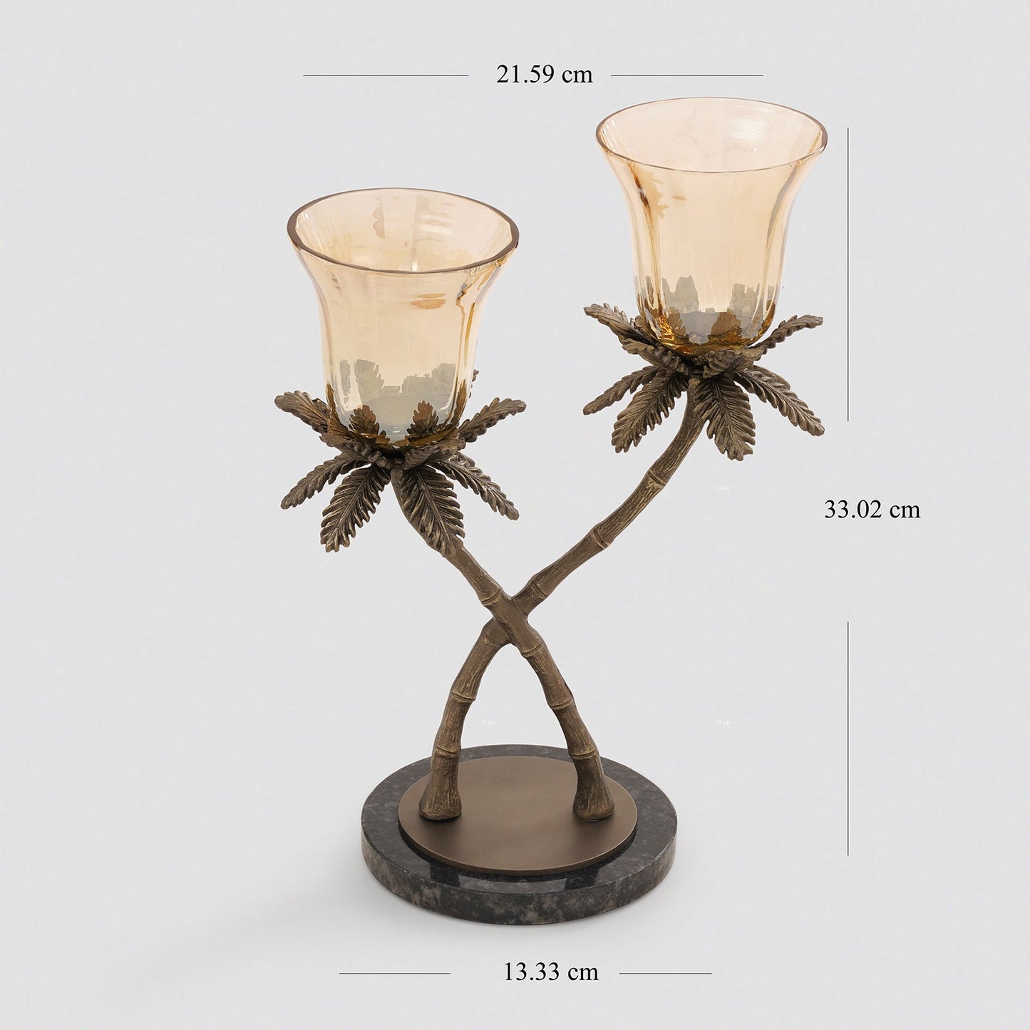 Brown Bronze Finish Dual Palm Tree Votive