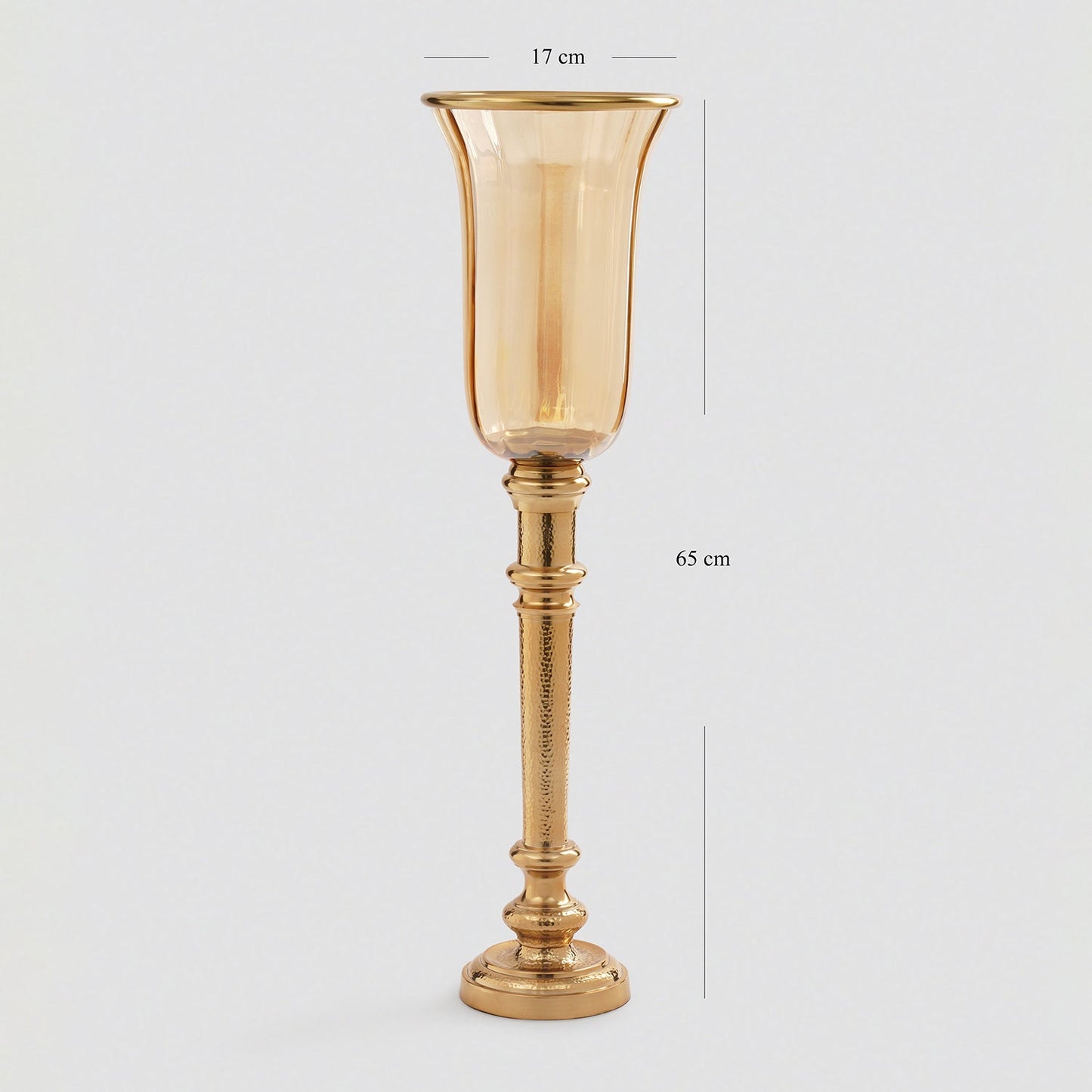 Golder Hammered Tall Glass Hurricane - Large