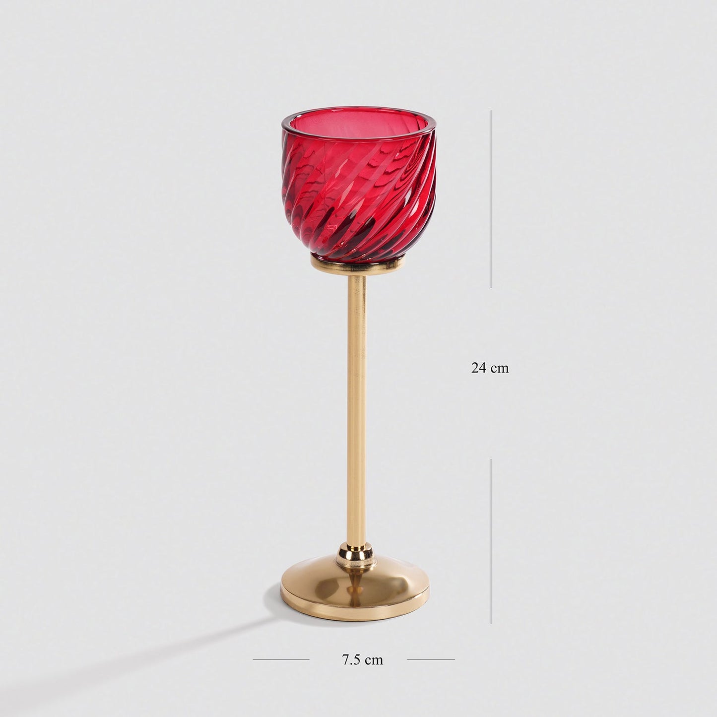 Red Swirl Texture Candle Holder with Stand - Small