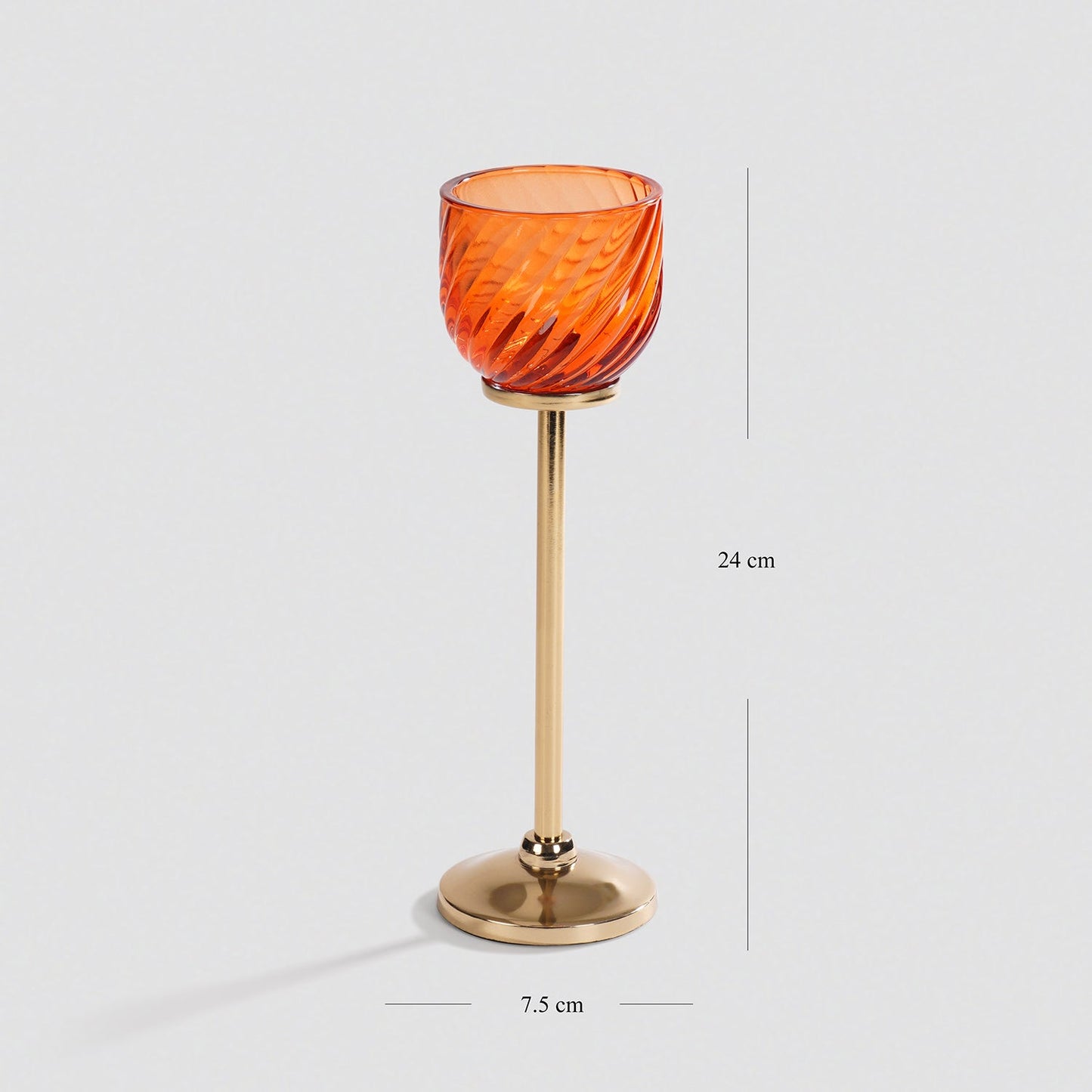 Orange Swirl Texture Candle Holder with Stand - Small