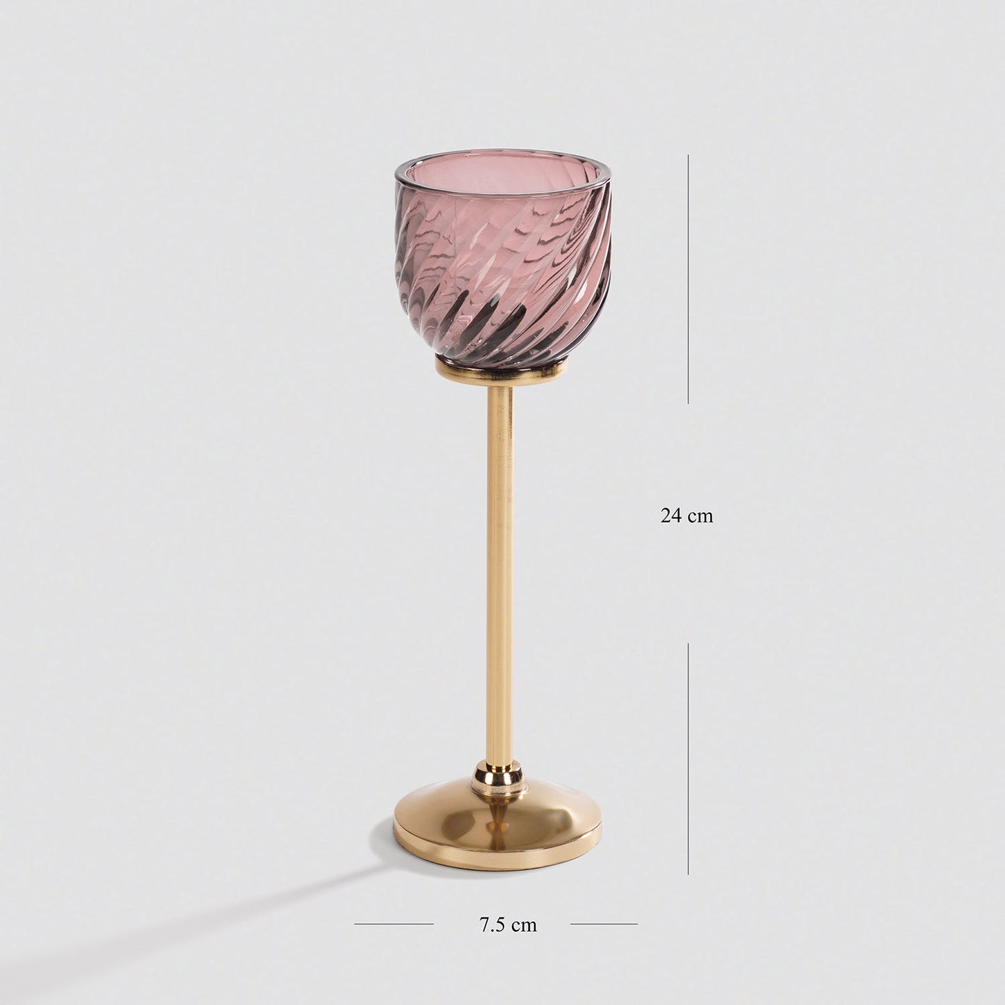 Light Pink Swirl Texture Candle Holder with Stand - Small