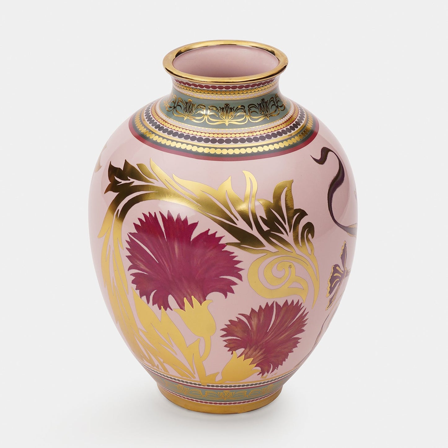 Pink Floral Motif Ceramic Vase