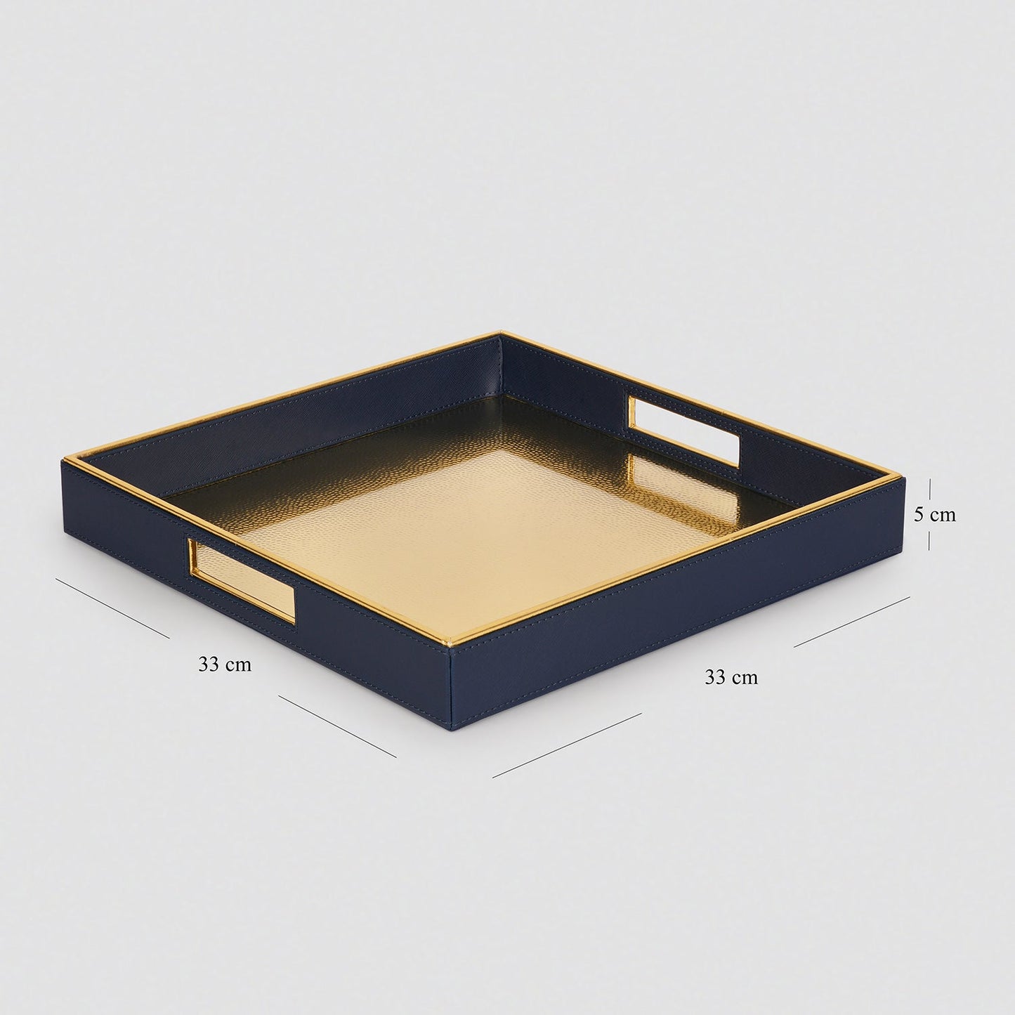 Navy Faux Leather Square Tray