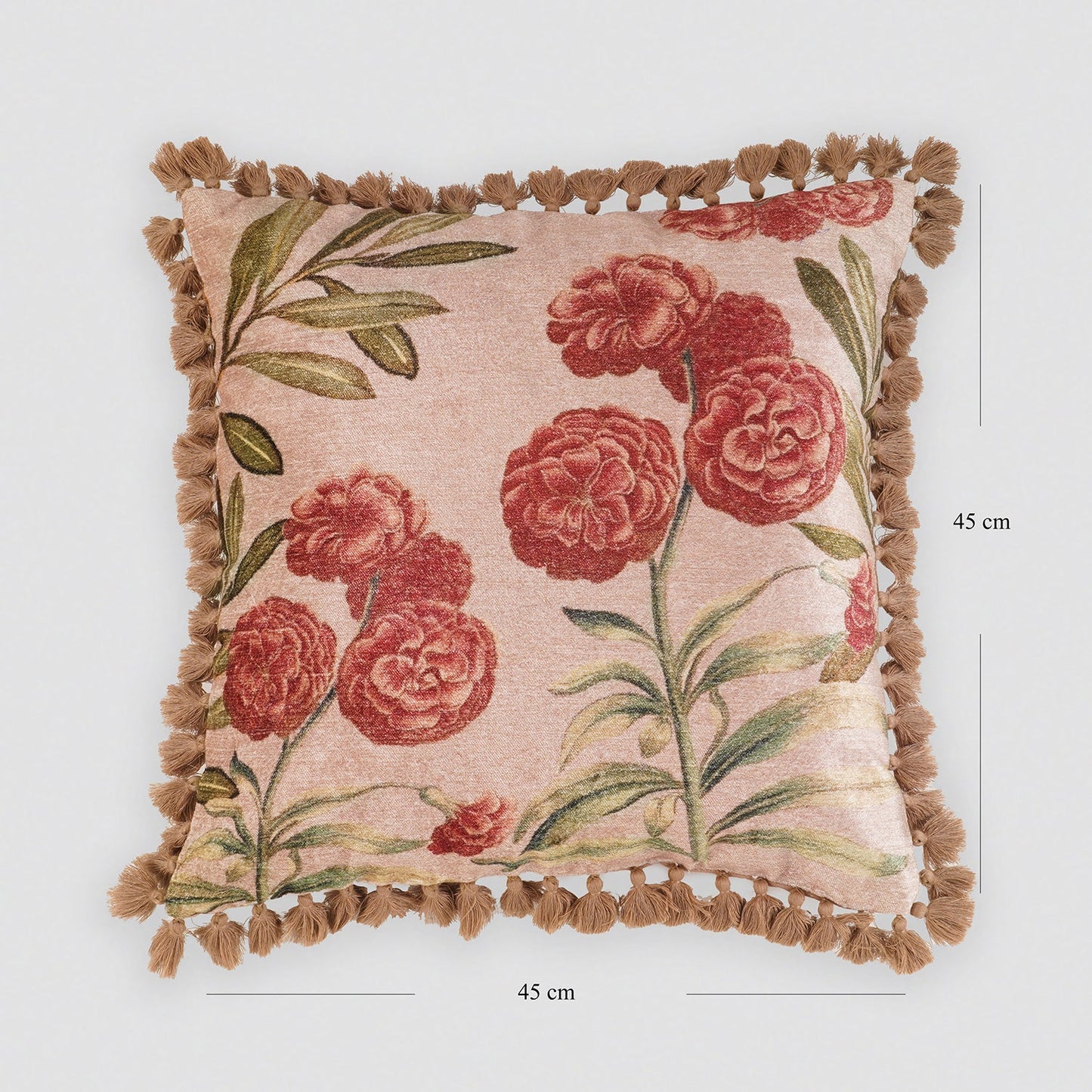 Beige and Red Jolies Fleur Cushion Cover