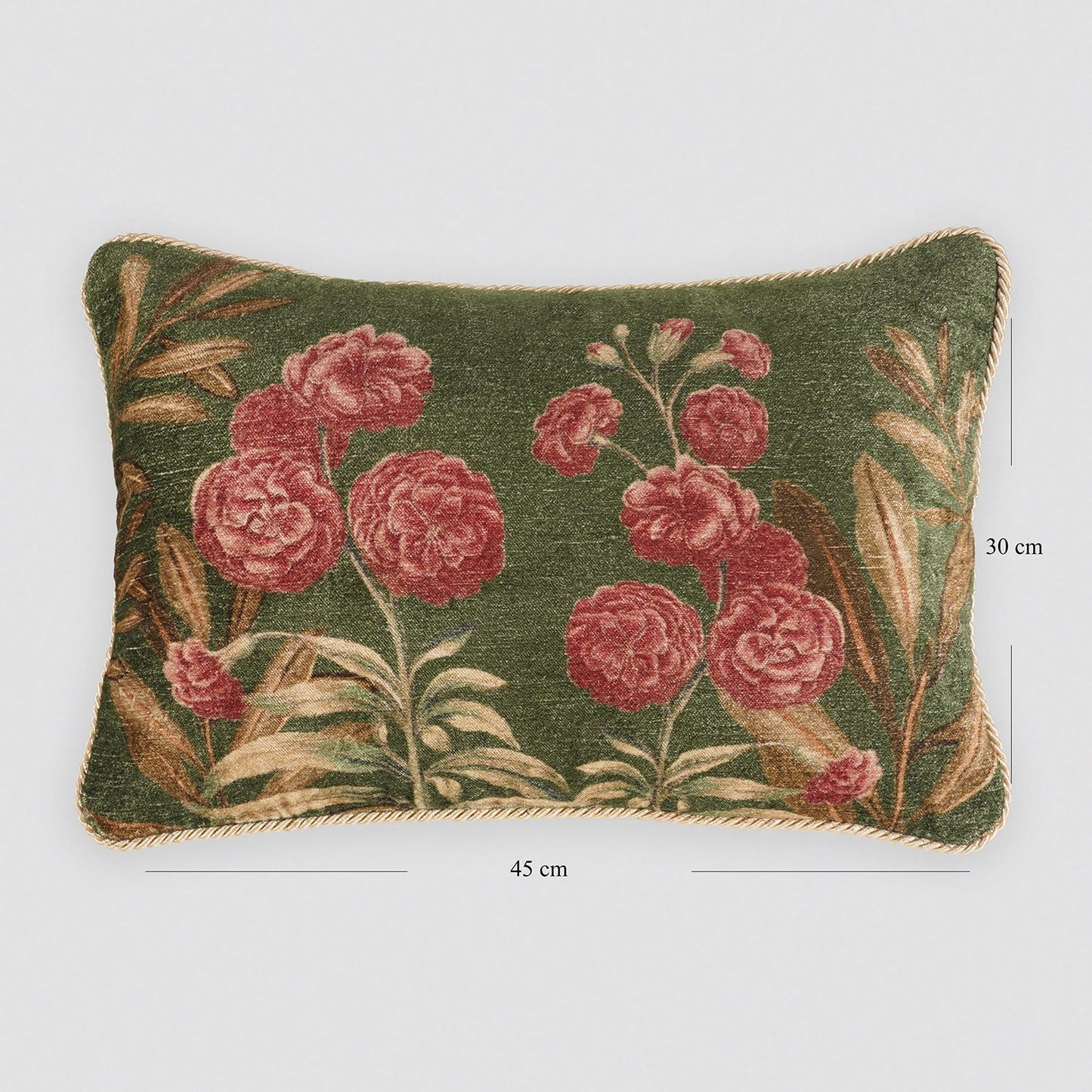 Green Jardin De Rose Cushion Cover