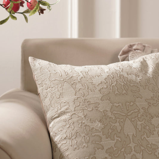 Cream Embroidered Square Cushion Cover