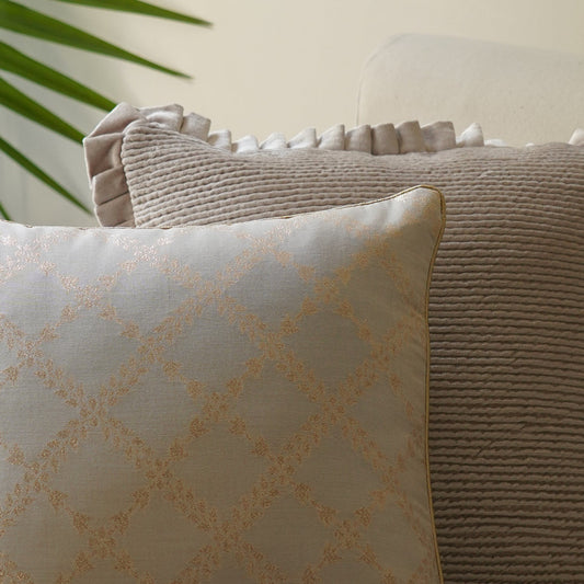 Ivory Chanderi Cushion Cover