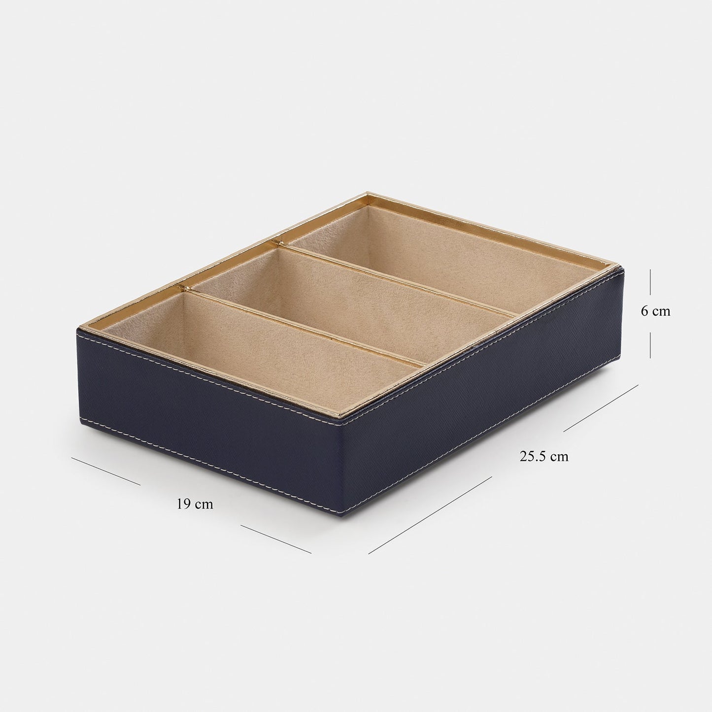 Blue Solene 3 Compartment Faux Leather Organiser