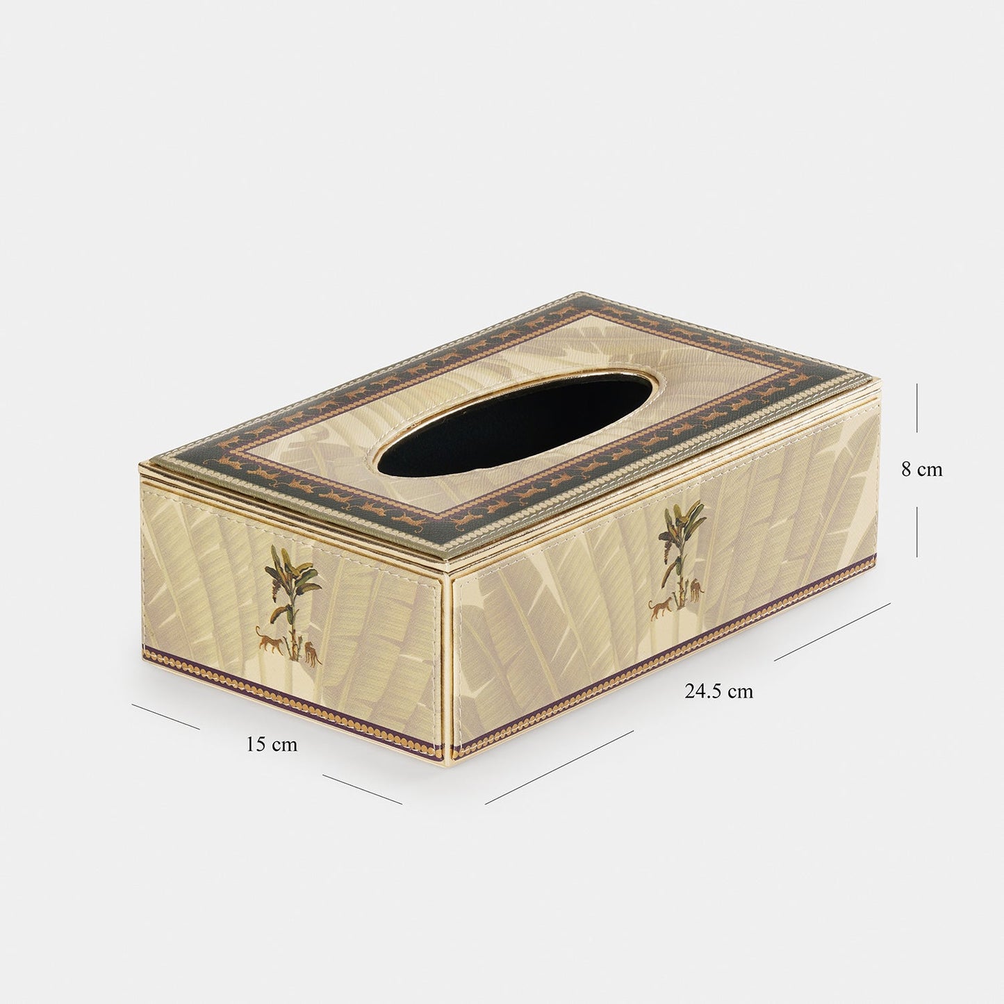 Beige Leopard Print Faux Leather Tissue Box