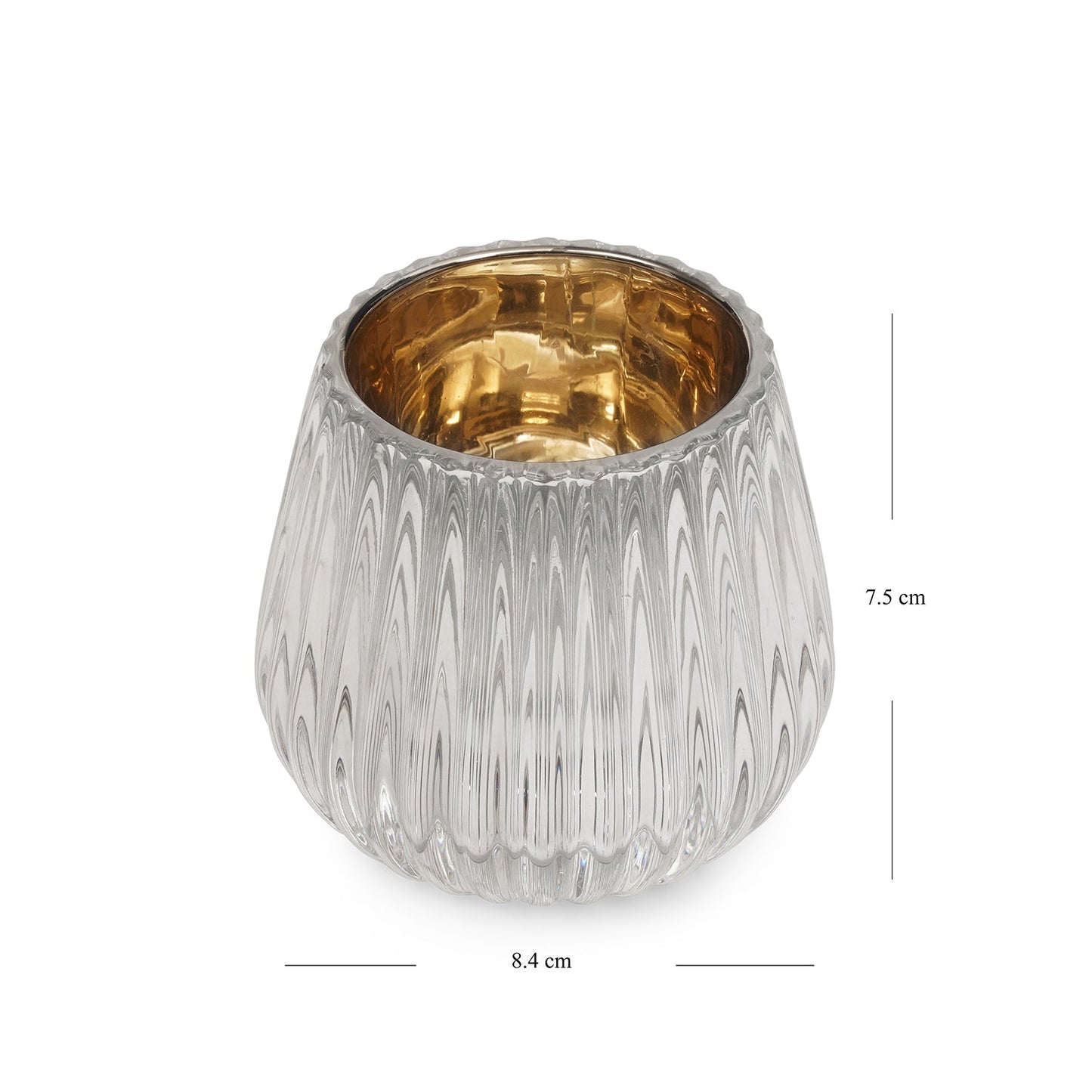 Set of 2 Silver Ribbed Texture Tealight Holders