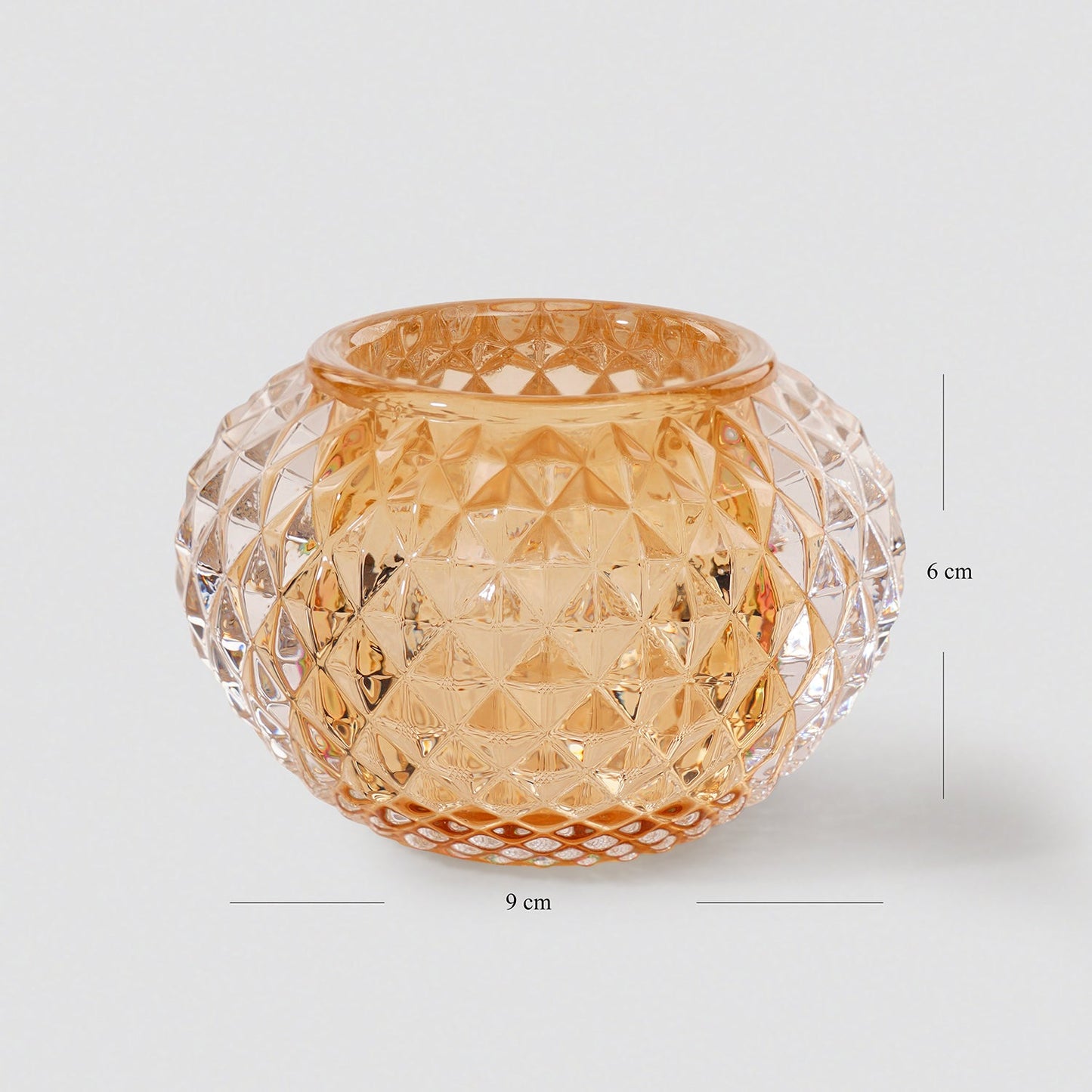 Set of 2 Light Amber Textured Glass Tealight Holder