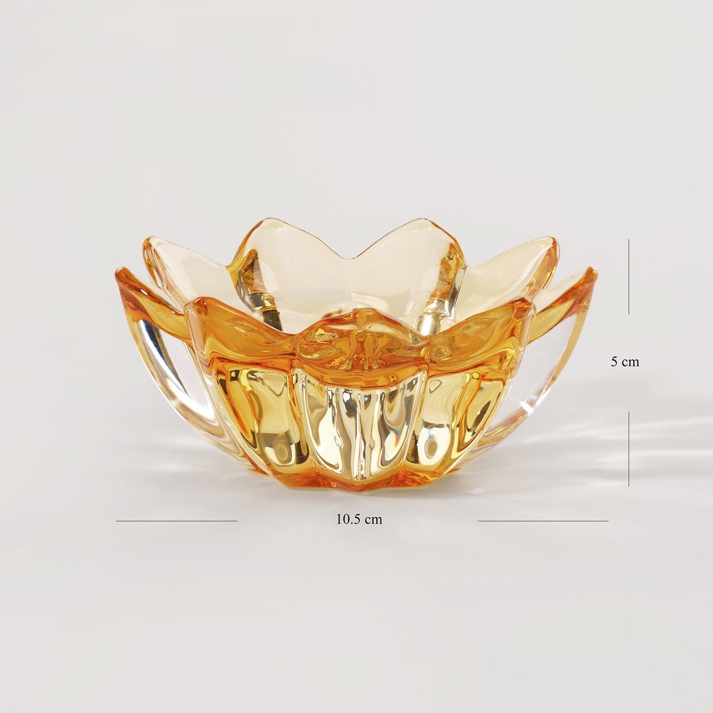Set of 2 Amber Floral Shaped Tealight Holder