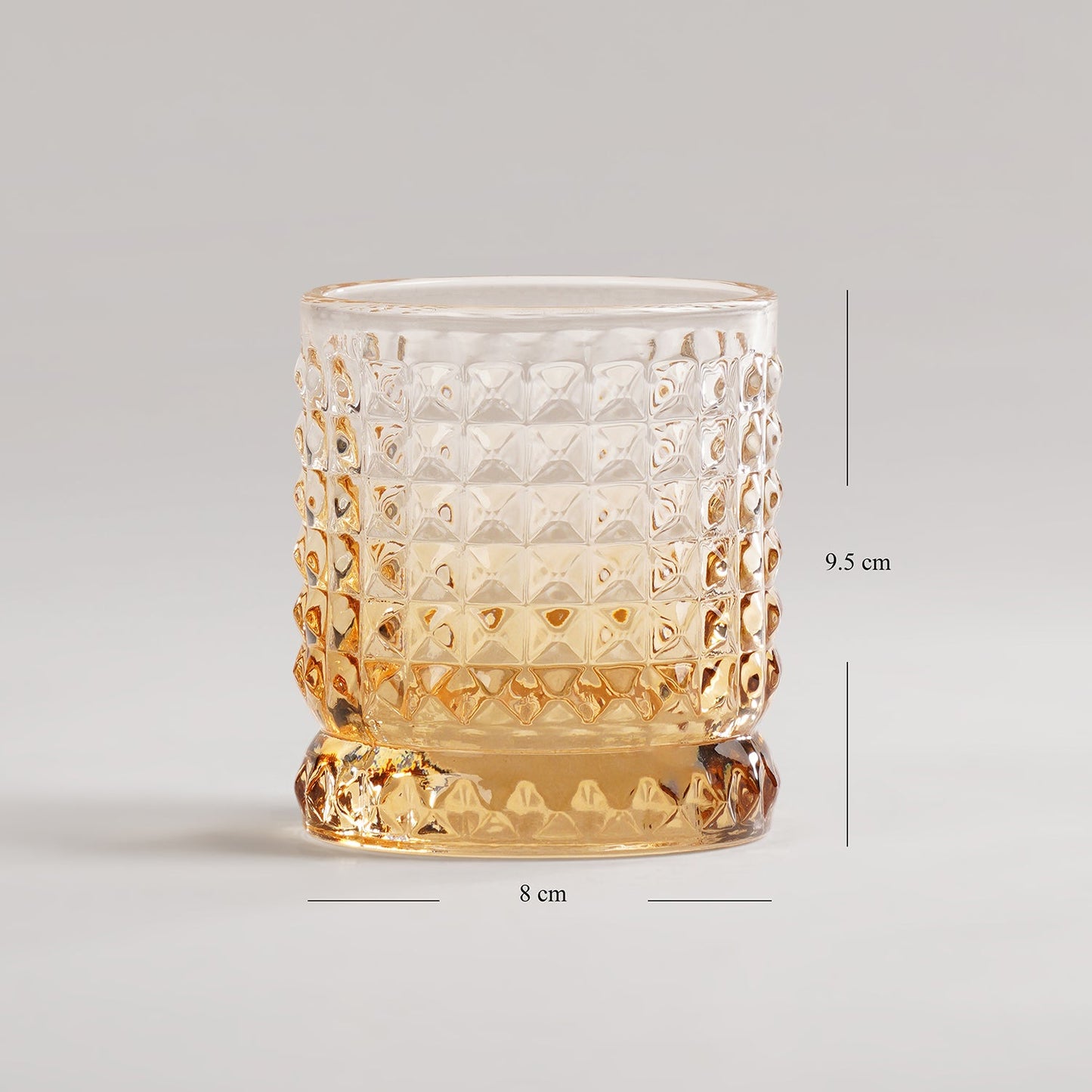 Set of 2 Light Amber Ombre Ribbed Glass Whiskey Glass
