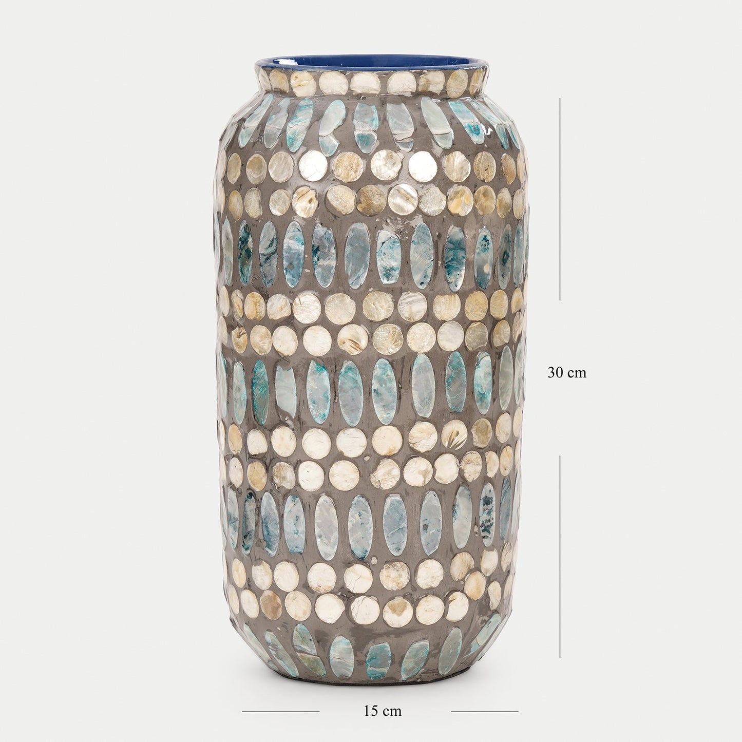 Blue Embellished Lacquer Vase - Large