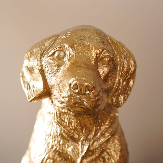 Gold Antique Polyresin Sitting Dog
