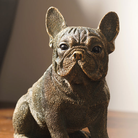 Bronze Polyresin Sitting Bulldog
