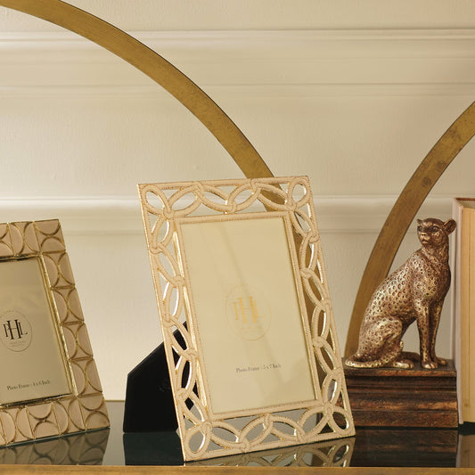 Beige Gold Plated Entangled Metal Photoframe - Large