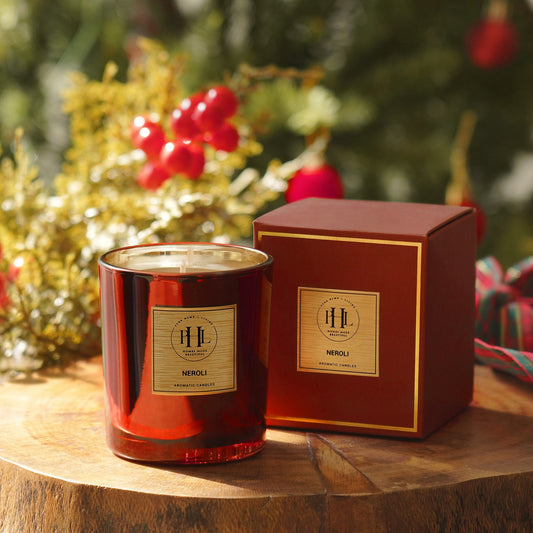 Neroli Scented Wax Filled Glass Candle Jar - Red