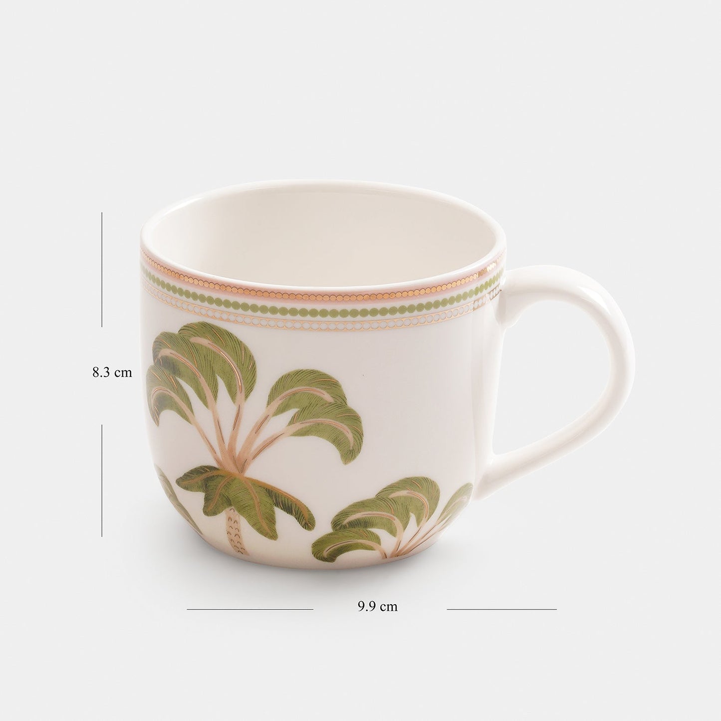 Set of 2 Ivory Printed Soleno Bone China Coffee Mugs
