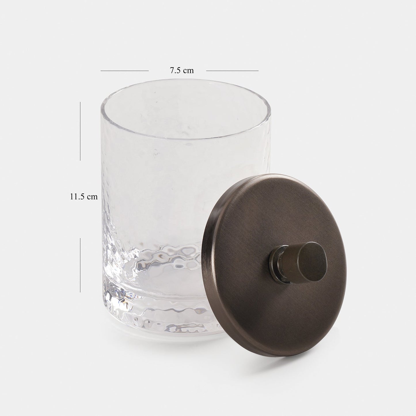 Set of 2 Clear Hammered Condiment Jars with Tray - Large