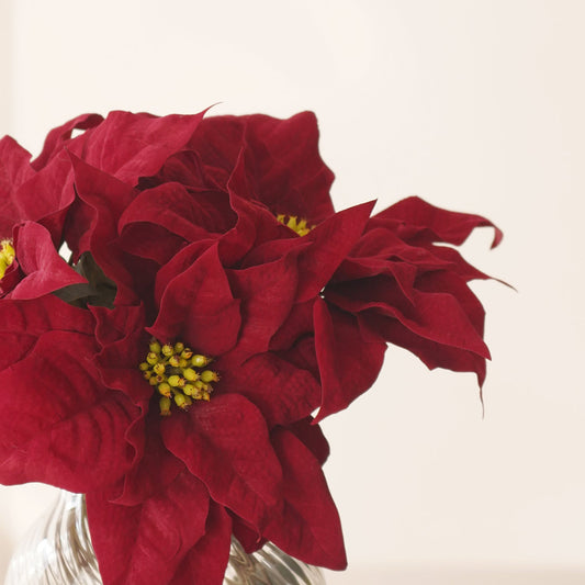 Red Artificial Poinsettia Flower Stem - Single