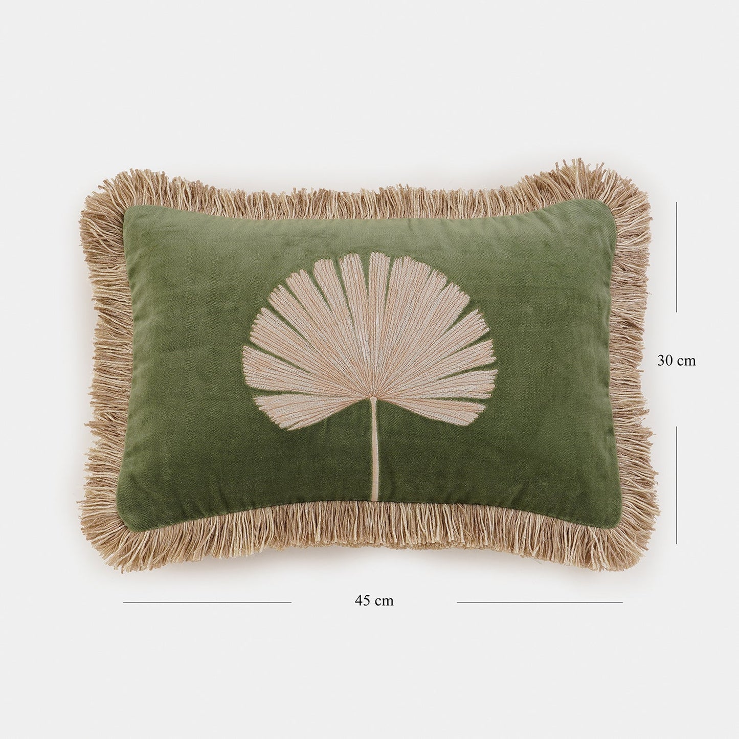 Green Embroidered Rectangle Cushion Cover