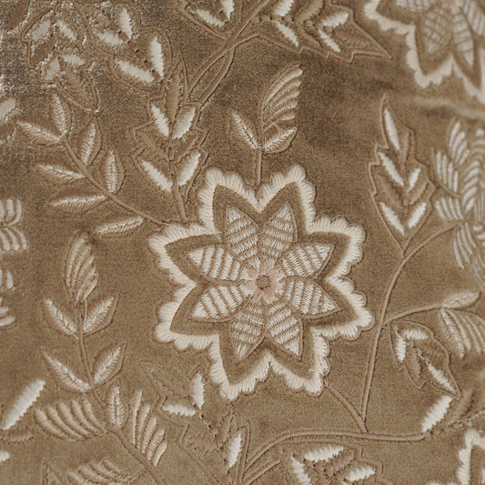 Beige Embroidered Cushion Cover