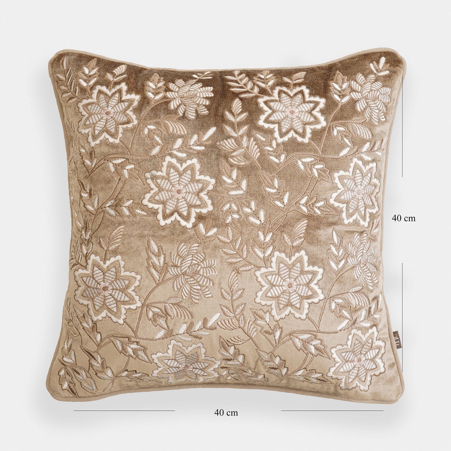 Beige Embroidered Cushion Cover