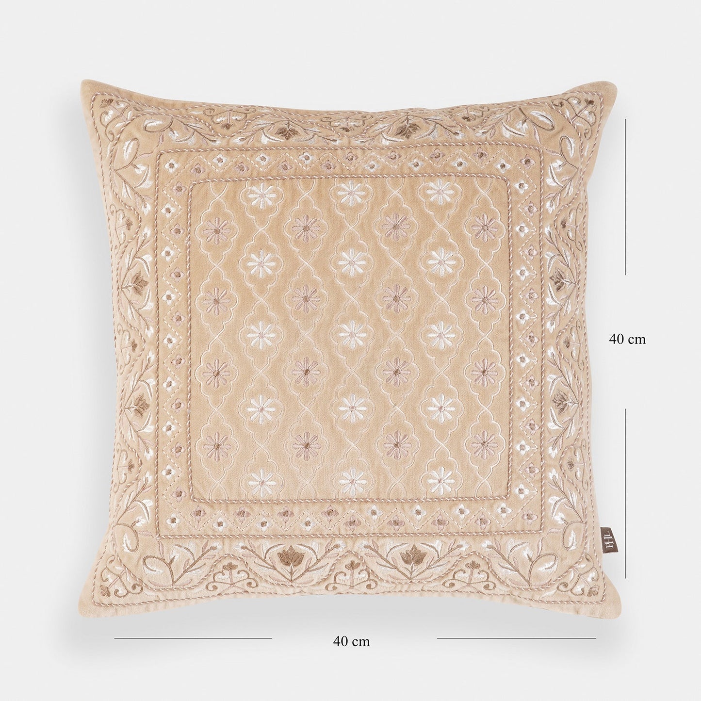 Beige Cushion Cover with Embroidery