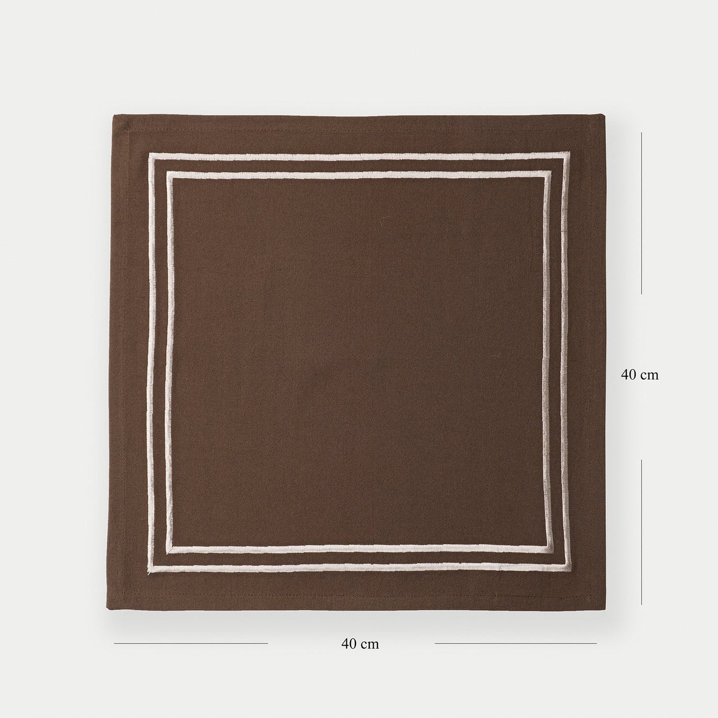 Set of 4 Brown Cotton Napkins with Contrast Embroidery