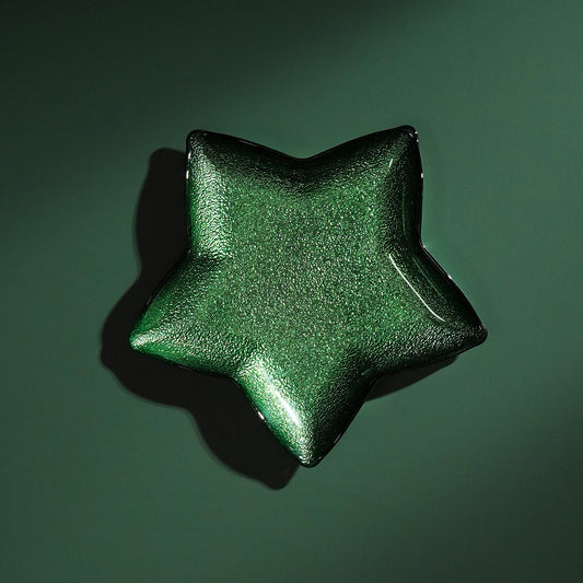 Green Shining Star Glass Decorative Platter - Large