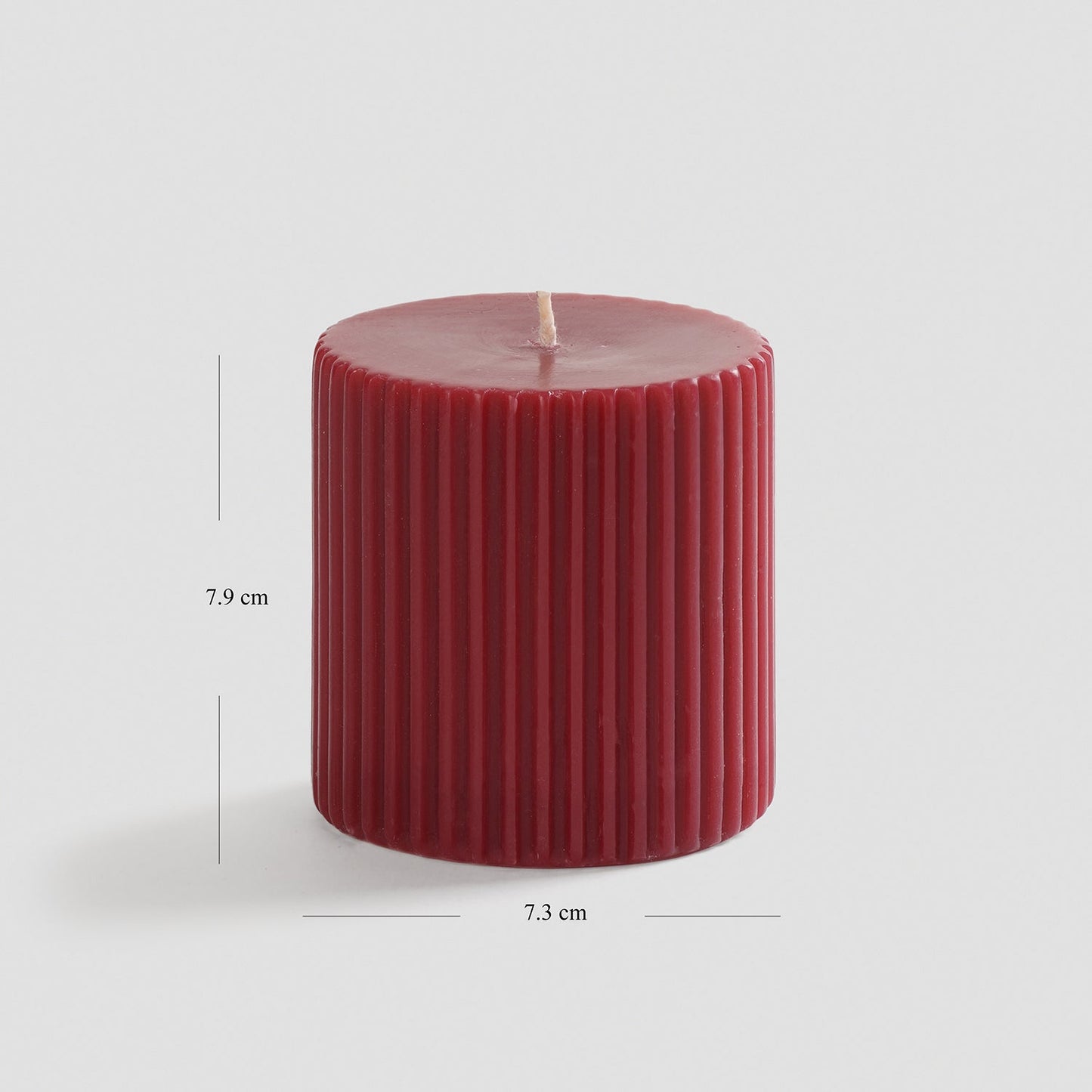 Red Ribbed Pillar Candle